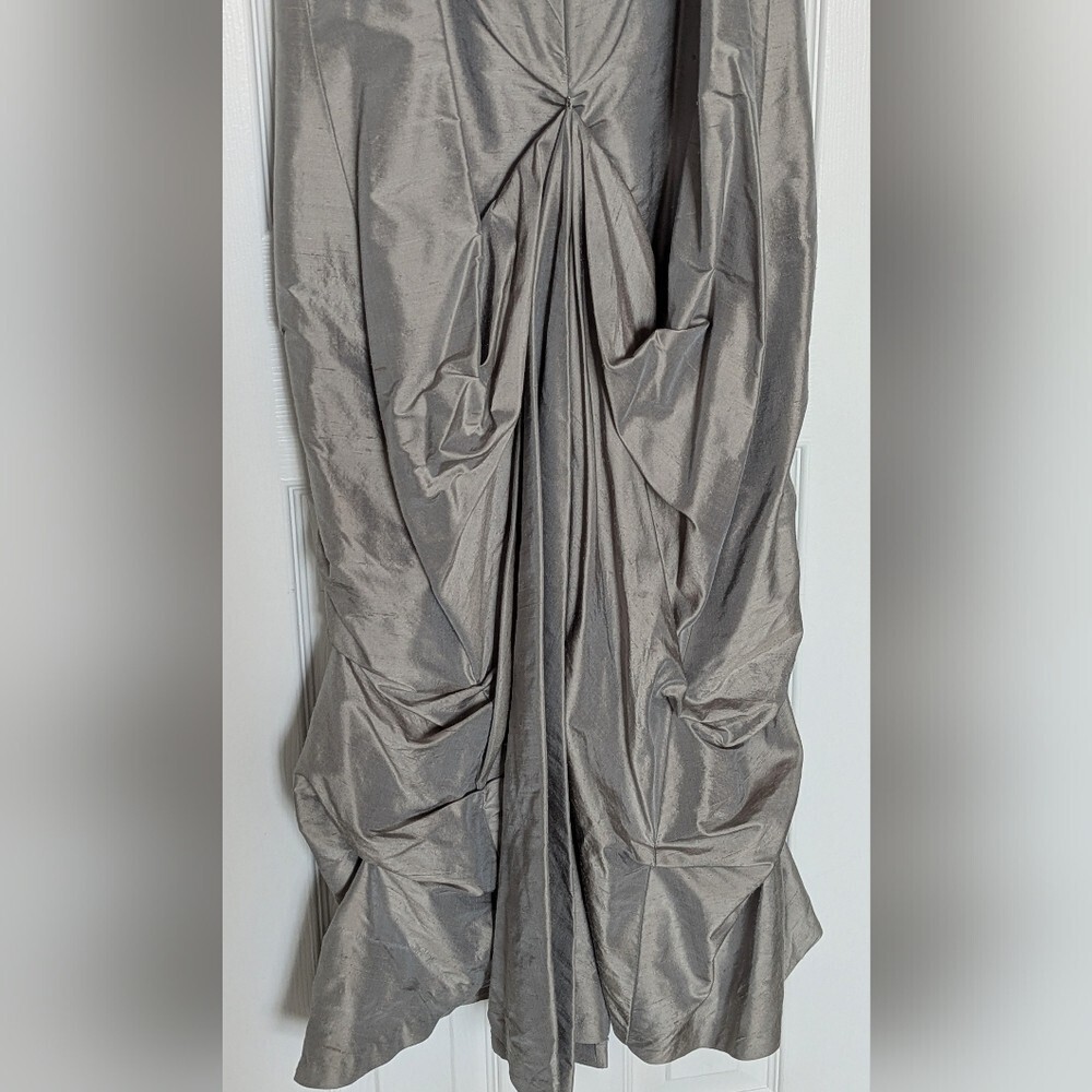 Women's 100% Silk Formal Custom-Made Maxi Dress/Gown w/Ruching, Bustle & Train - Picture 5 of 14